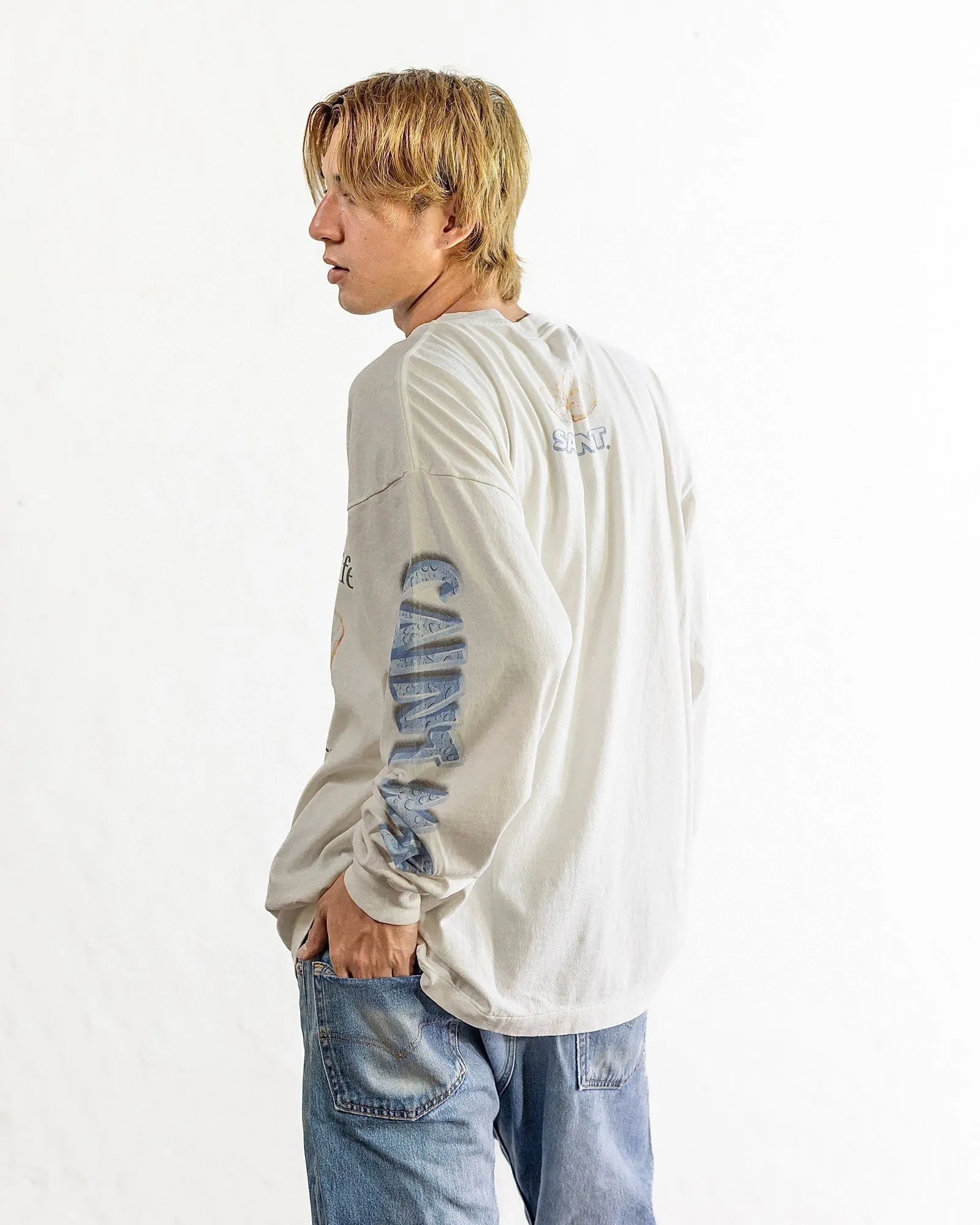SAINT Mxxxxxx HEART COOKIES L/S TEE/WHT Love Oreo printed long sleeves Off-white S-XL Customized co-branded main mark/wash mark Correct version Ready-made garments washed and distressed VINTAGE feeling Top-notch printing technology Perfect restoration